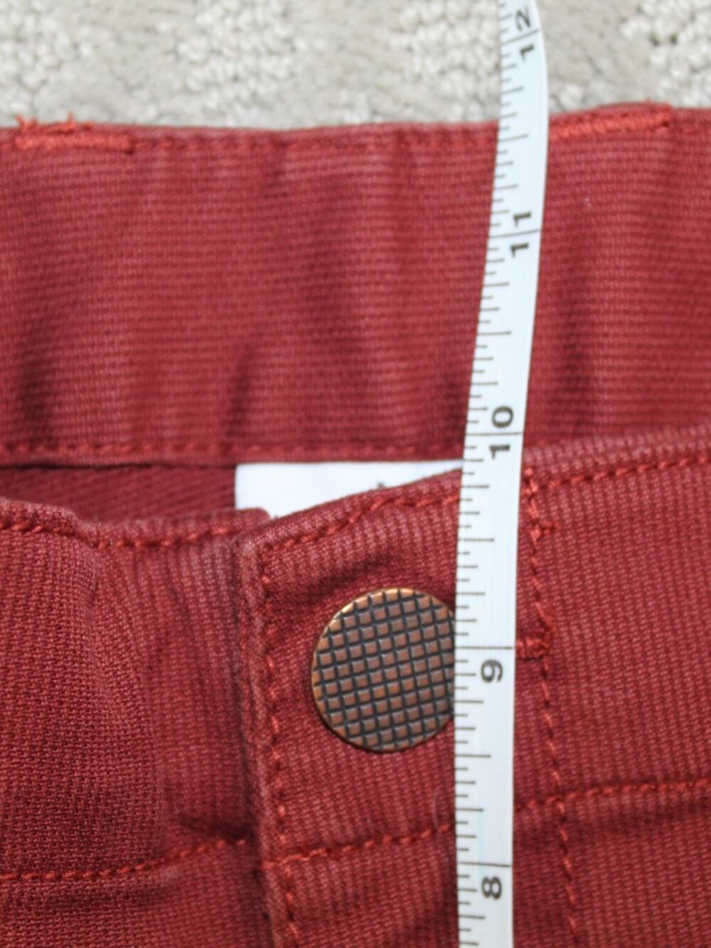 Cabi Size 12 Rust Red Ribbed Twill Mid Rise Slim Straight Cargo Pants - Picture 5 of 6